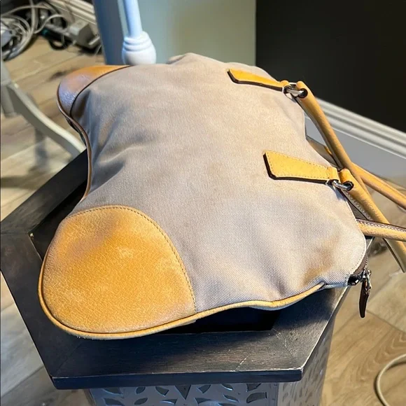 ๐ 1 hour sale. Prada, Tan & brown, leather trim and corners w/ canvas, wโฆ - Picture 13 of 16